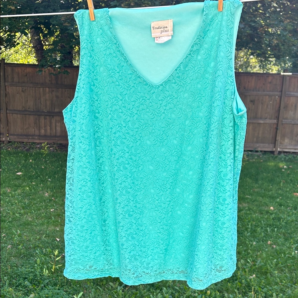 Women's Turquoise Lace Top